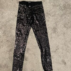 Expres Black Sequin Leggings